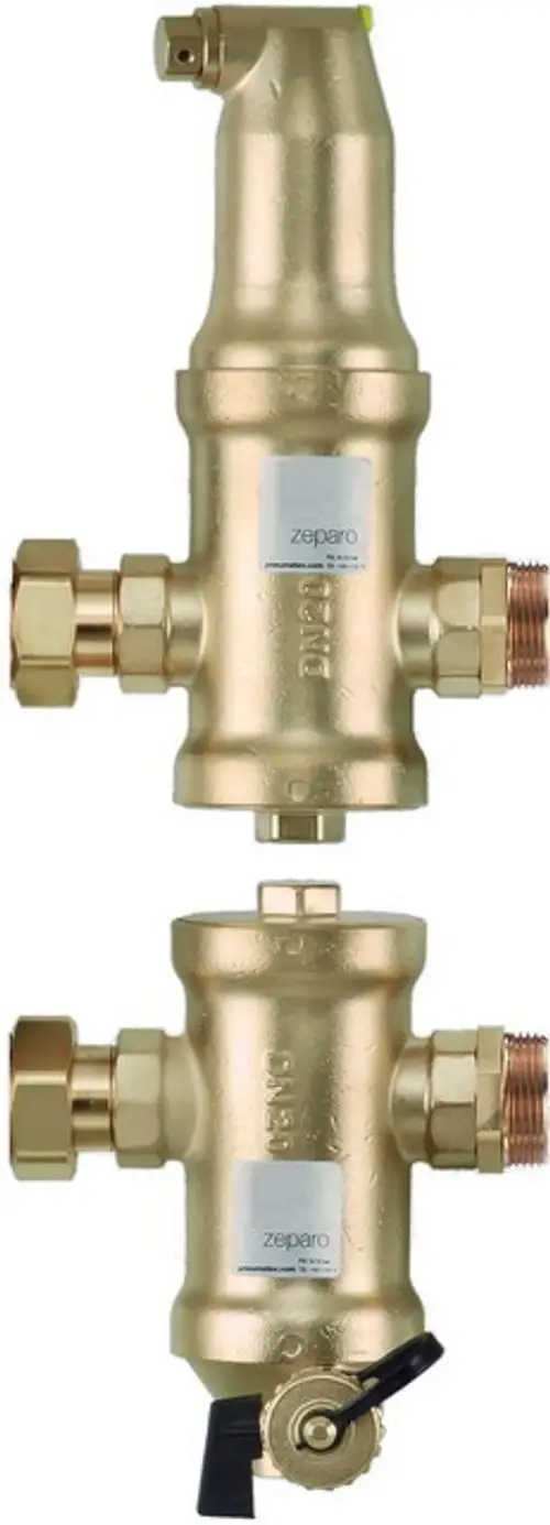 Anschlussset aus Messing mit Anschlussgewinden und Entlüftungsventil von IMI Hydronic Engineering, geeignet für die Installation von Systemkomponenten.